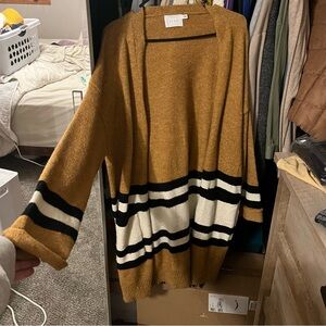 Lush Brown and Black Striped Cardigan